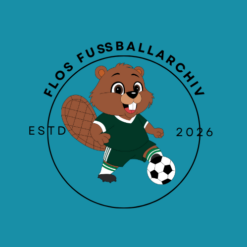 Flos Fußballarchiv Logo mit Schriftzug auf türkisen Hintergrund